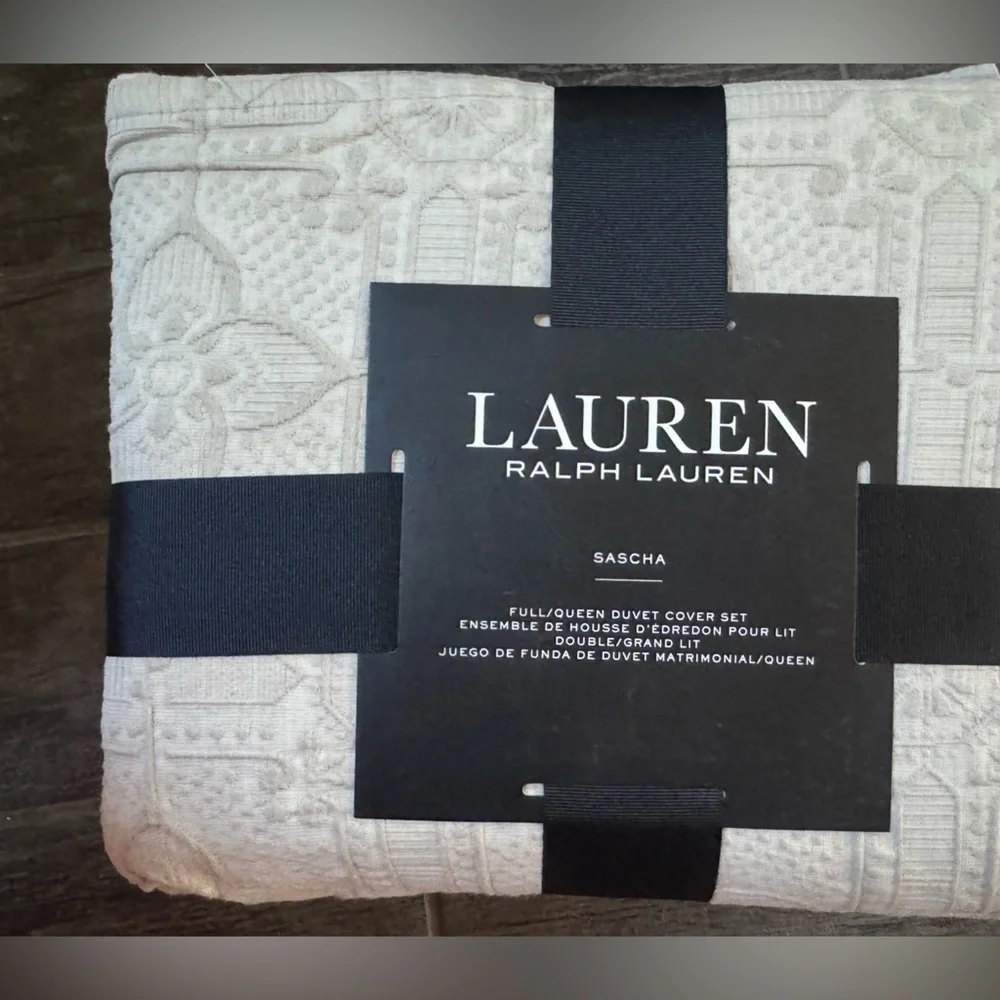 Ralph Lauren GREY Sascha Textured Medallion Bedding‎ Duvet Cover Set Full Queen